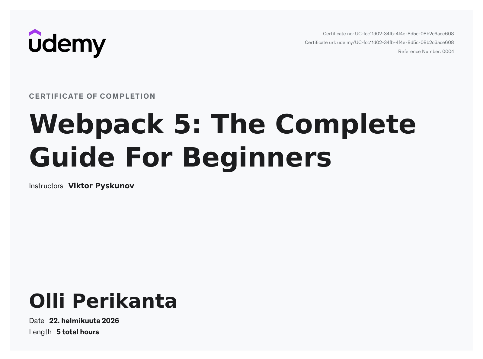 Webpack 5 - The Complete Guide For Beginners Certificate
